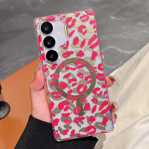 Funda para Samsung Galaxy S25+ 5G Leopard con laminado IMD de doble cara MagSafe (rosa)