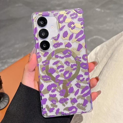 Funda para Samsung Galaxy S25+ 5G Leopard con laminado IMD de doble cara MagSafe (morado)