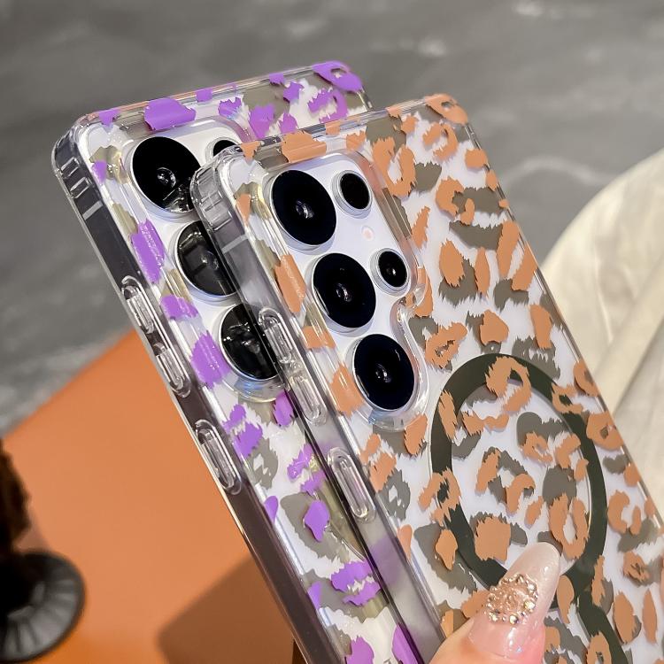 Funda para Samsung Galaxy S25 Ultra 5G Leopard MagSafe con laminado de doble cara IMD (rosa)