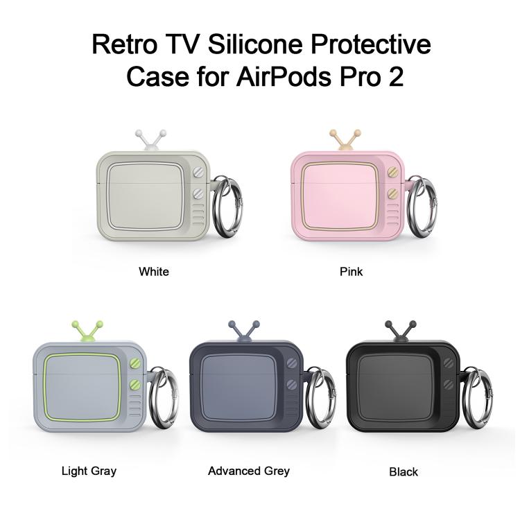 Funda protectora de silicona para auriculares AirPods Pro 2 Retro TV Bluetooth (negro)