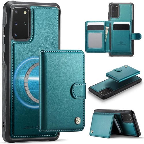 Funda de cuero con hebilla magnética para Samsung Galaxy S20+ JEEHOOD J09, con ranuras para tarjetas, estilo RFID, MagSafe (verde)