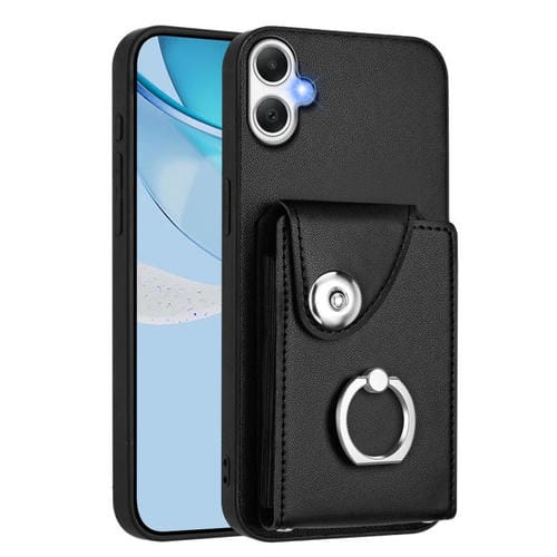 Funda para Samsung Galaxy A06 4G con tarjetero y anillo (negra)
