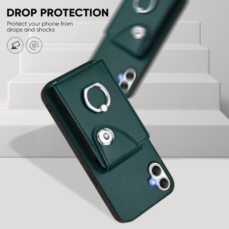 Funda para Samsung Galaxy A06 4G con tarjetero y anillo (verde)
