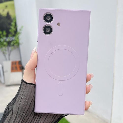 Funda magnética MagSafe de silicona líquida de color sólido para Samsung Galaxy A05s (morado hierba)