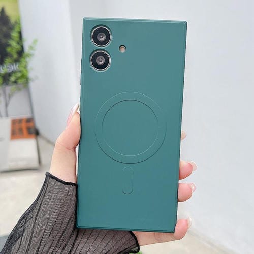 Funda magnética MagSafe de silicona líquida de color sólido para Samsung Galaxy A06 4G/5G (verde oscuro)