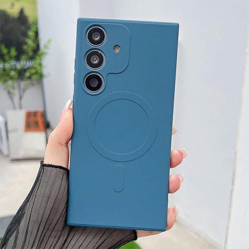 Funda magnética MagSafe de silicona líquida de color sólido para Samsung Galaxy A36 5G (azul rey)