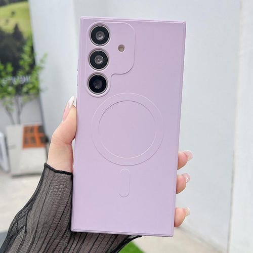 Funda magnética MagSafe de silicona líquida de color sólido para Samsung Galaxy A36 5G (morado hierba)