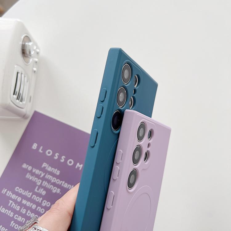 Funda magnética MagSafe de silicona líquida de color sólido para Samsung Galaxy A26 5G (rosa)