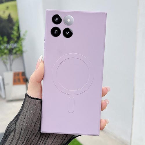 Funda magnética MagSafe de silicona líquida de color sólido para Xiaomi 14 Pro (morado hierba)