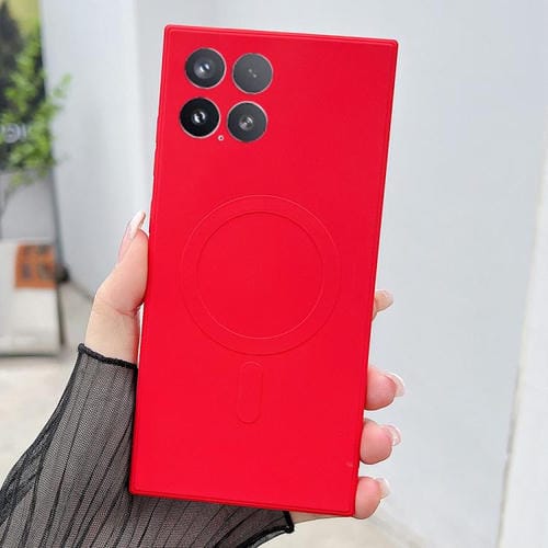 Funda magnética MagSafe de silicona líquida de color sólido para Xiaomi 15 (roja)