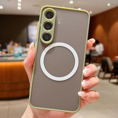 Funda MagSafe con diseño de ojo de halcón para Samsung Galaxy A36 5G (verde militar)