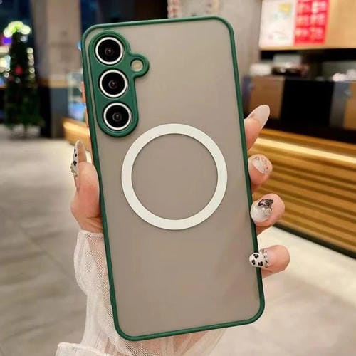 Funda MagSafe con diseño de ojo de halcón para Samsung Galaxy A55 5G (verde oscuro)