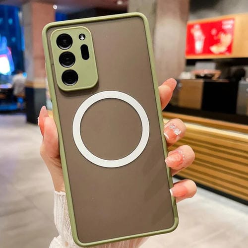 Funda MagSafe con diseño de ojo de águila y textura para Samsung Galaxy Note20 Ultra 4G/5G (verde militar)