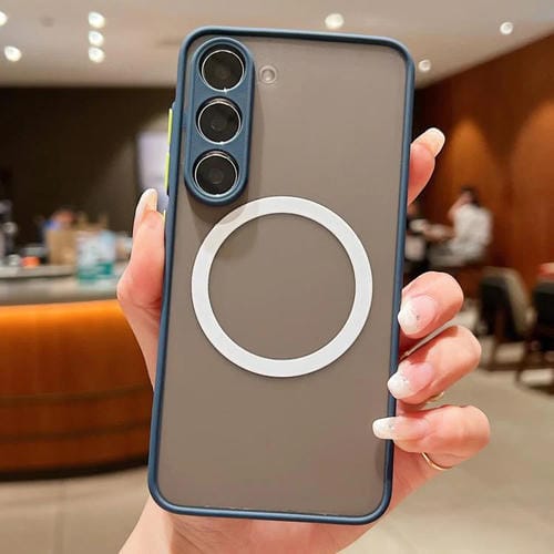 Funda MagSafe con diseño de ojo de águila y textura para Samsung Galaxy S22 5G (azul real)