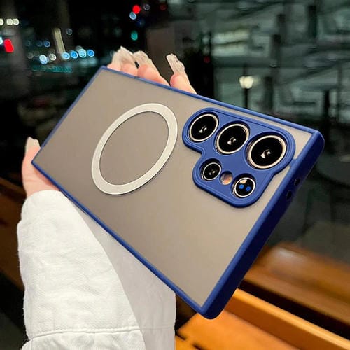 Funda MagSafe con diseño de ojo de águila y textura de piel para Samsung Galaxy S23 Ultra 5G (azul rey)