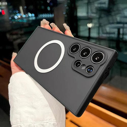 Funda MagSafe con diseño de ojo de águila y textura para Samsung Galaxy S24 Ultra 5G (negra)