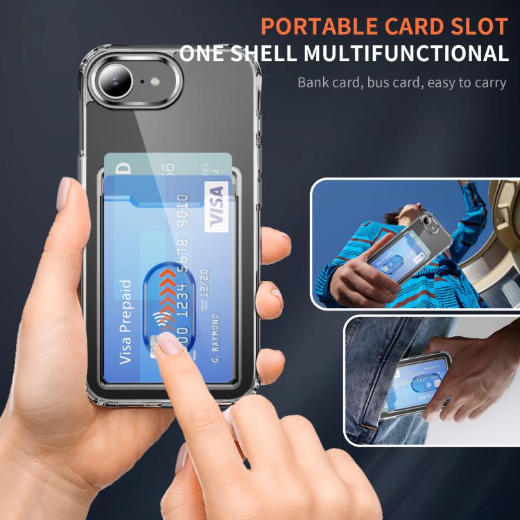 Funda híbrida de TPU y PC con ranura para tarjetas para iPhone 16e (transparente)