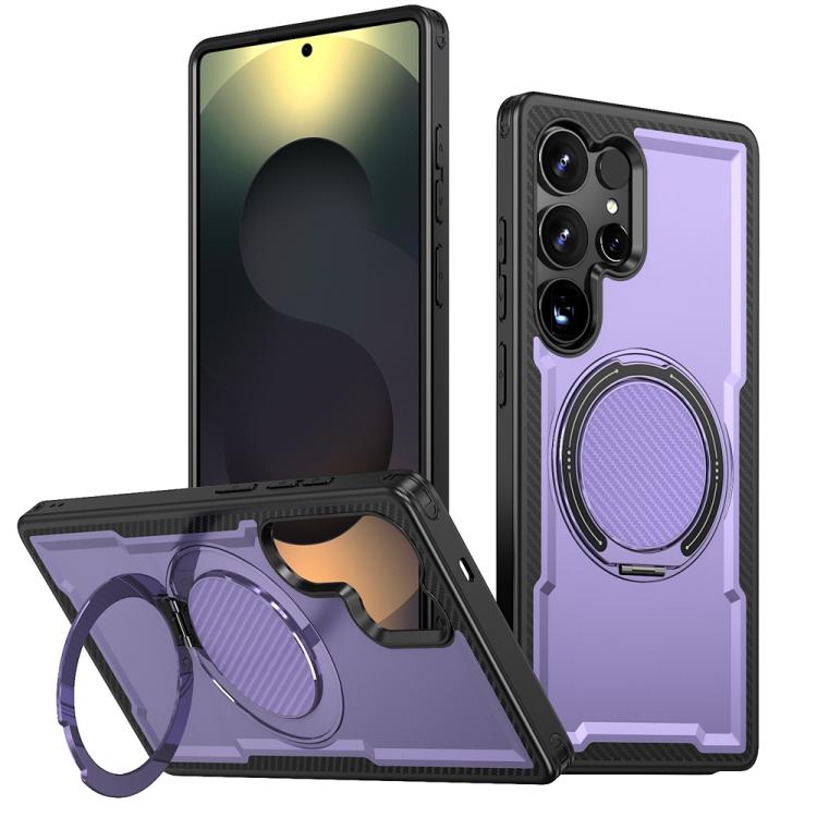 Funda metálica con rotación de 360 grados y MagSafe para Samsung Galaxy S24 Ultra 5G (morada)