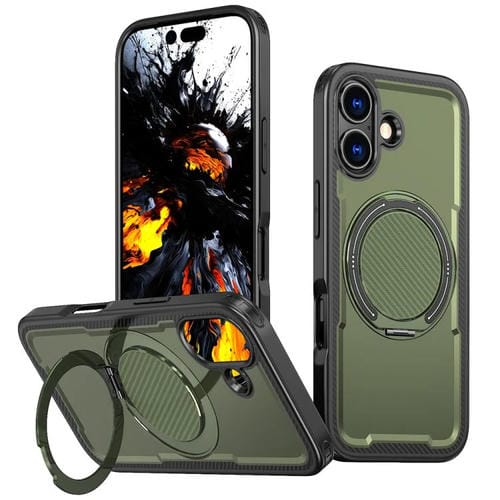 Funda metálica MagSafe con rotación de 360 grados para iPhone 17 (verde oliva)