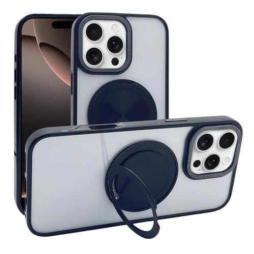 Funda MagSafe semitransparente con rotación de 360 grados para iPhone 16 Pro Max (negra)