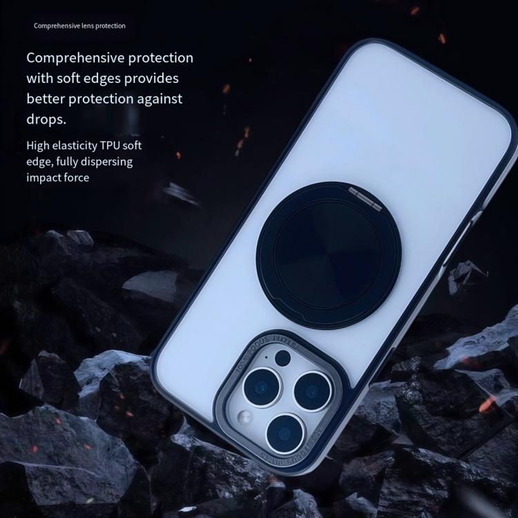 Funda MagSafe semitransparente con rotación de 360 grados para iPhone 14 Pro (negra)