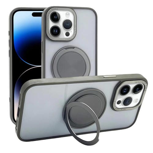 Funda MagSafe semitransparente con rotación de 360 grados para iPhone 14 Pro Max (gris)