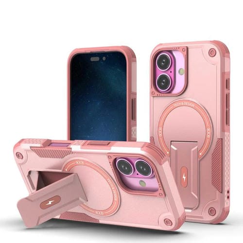 Funda híbrida de TPU y PC con soporte Magsafe para iPhone 17 (rosa)