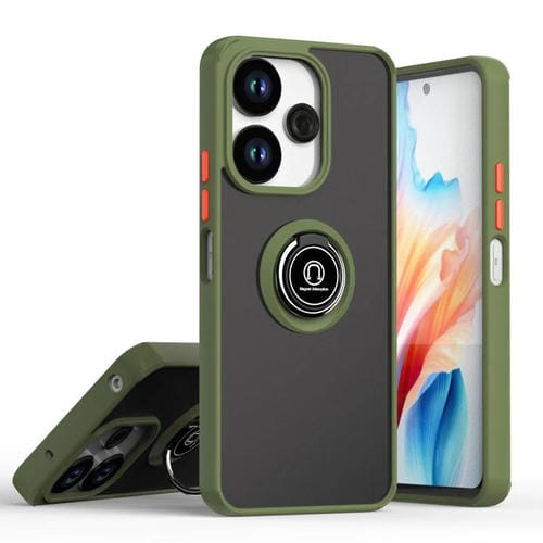 Funda de TPU + PC con anillo para Redmi 13 4G / Note 13R 5G Q Shadow 1 Series (verde militar)