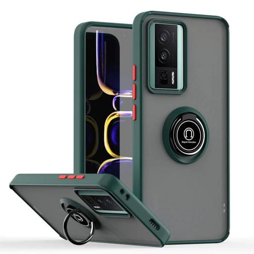 Funda de TPU + PC con anillo para Redmi K60 / K60 Pro / Poco F5 Pro Q Shadow 1 Series (verde oscuro)