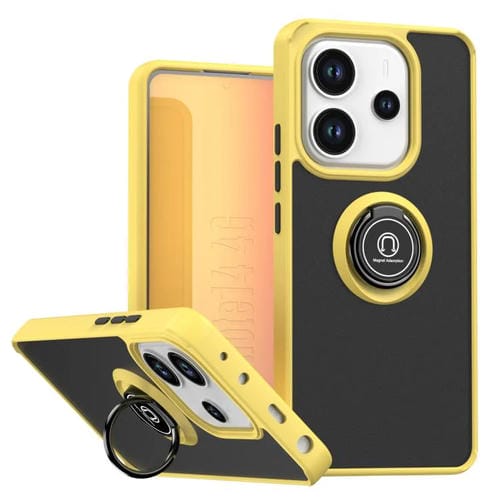 Funda de TPU + PC con anillo para Redmi Note 14 4G (164,84 mm, serie Q Shadow 1) (amarillo)