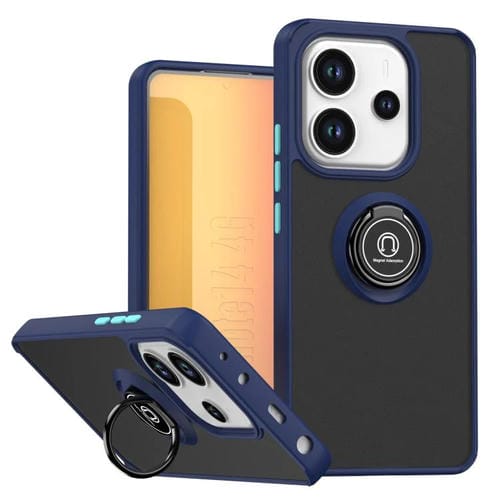 Funda de TPU + PC con anillo para Redmi Note 14 4G (164,84 mm) Serie Q Shadow 1 (azul real)