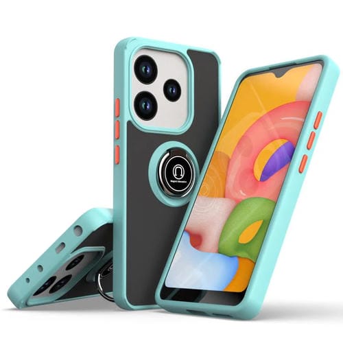 Funda de TPU + PC con anillo para Redmi Note 14 4G (163,25 mm) Serie Q Shadow 1 (azul cielo)
