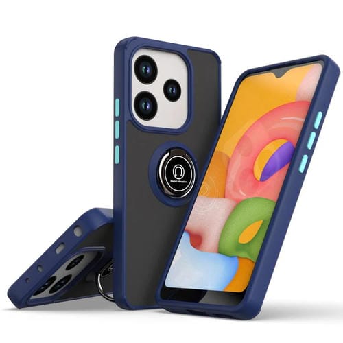 Funda de TPU + PC con anillo para Redmi Note 14 4G (163,25 mm) Serie Q Shadow 1 (Azul Real)