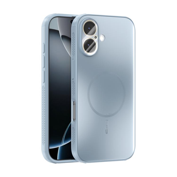 Funda ABEEL MagSafe esmerilada con disipación de calor y película para lente para iPhone 17 (azul claro)