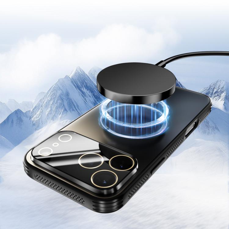 Funda ABEEL MagSafe esmerilada con disipación de calor y película para lente para iPhone 16e (azul oscuro)