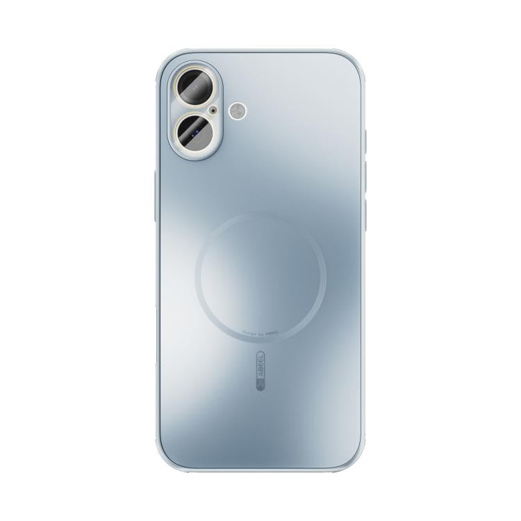 Funda ABEEL MagSafe esmerilada con disipación de calor y película para lente para iPhone 16 Plus (azul claro)