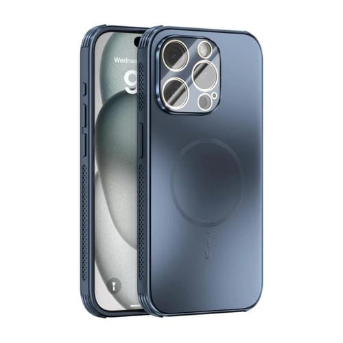 Funda ABEEL MagSafe esmerilada con disipación de calor y película para lente para iPhone 13 Pro (azul oscuro)