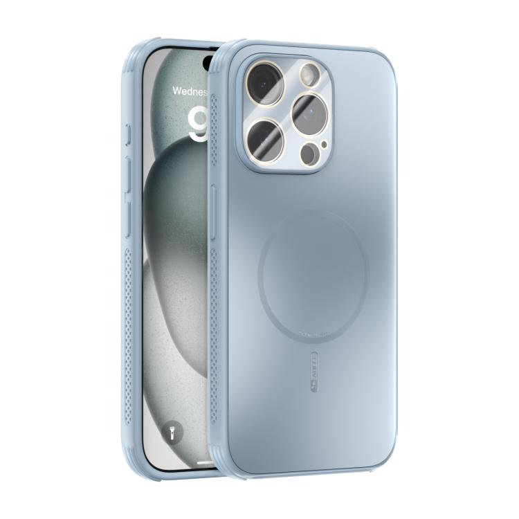 Funda ABEEL MagSafe esmerilada con disipación de calor y película para lente para iPhone 13 Pro (azul claro)
