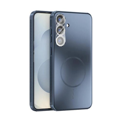 Funda ABEEL MagSafe esmerilada con disipación de calor y película para lente para Samsung Galaxy S25 5G (azul oscuro)