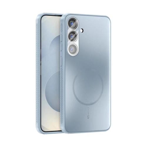 Funda ABEEL MagSafe esmerilada con disipación de calor y película para lente para Samsung Galaxy S25 5G (azul claro)