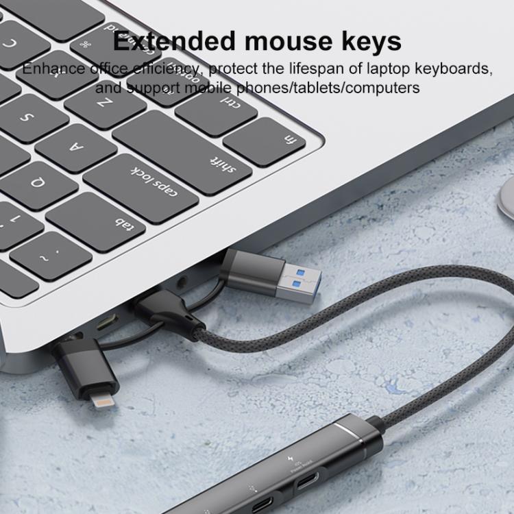 Adaptador concentrador USB Tipo C 8 pines a PD 2 USB 2 Tipo C estación de acoplamiento 5 en 1 (Gris)