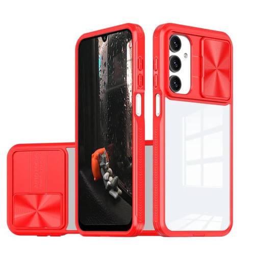 Funda deslizante de acrílico transparente + PC + TPU para Samsung Galaxy A16 5G (rojo chino)