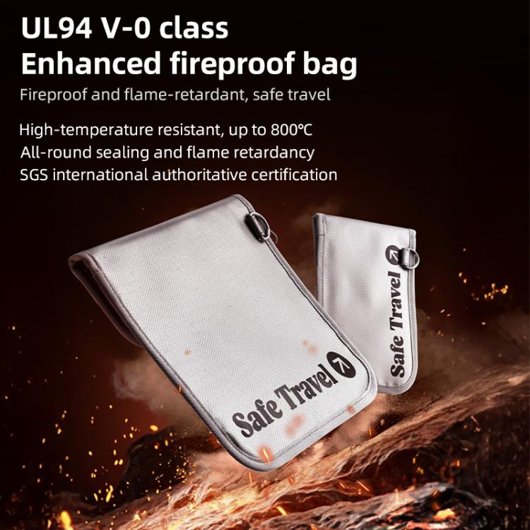 Bolsa de almacenamiento ignífuga MOMAX SR52E para aviones de pasajeros de 1 mundo, tamaño: 218 x 125 mm (gris)