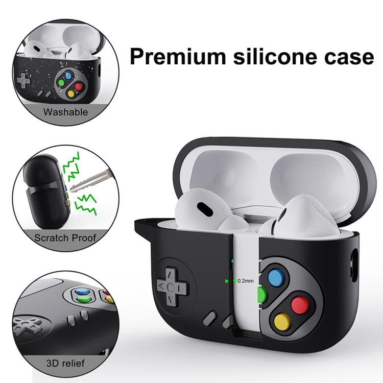 Funda protectora de silicona para auriculares AirPods 4 estilo consola de juegos retro (azul)