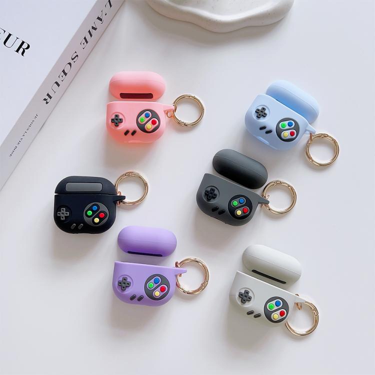 Funda protectora de silicona para auriculares AirPods 4 estilo consola de juegos retro (azul)