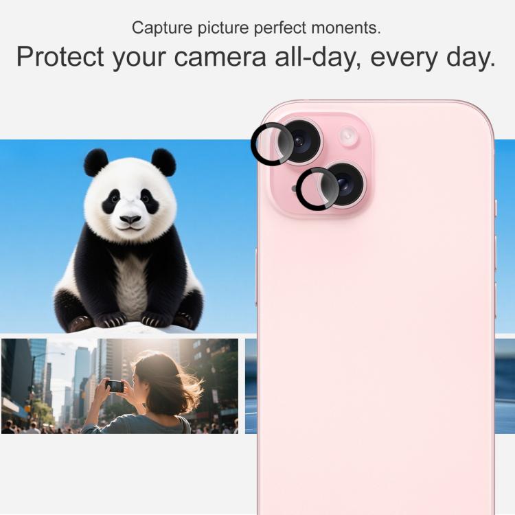 Funda para iPhone 15/15 Plus con película de cristal imak para lente de cámara trasera, versión exclusiva con autoposicionamiento