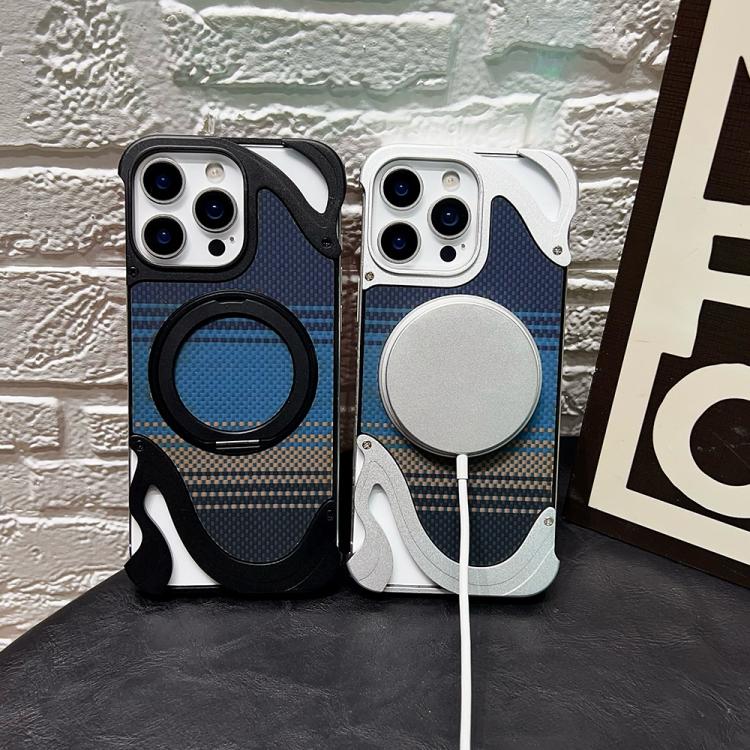 Funda de metal sin marco para iPhone 14 Pro con rotación de 360 grados y soporte MagSafe (negro)