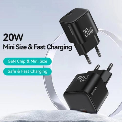 Cargador rápido mini USAMS CC260 de 20 W GaN con puerto USB-C/Tipo C, enchufe: UE (blanco)