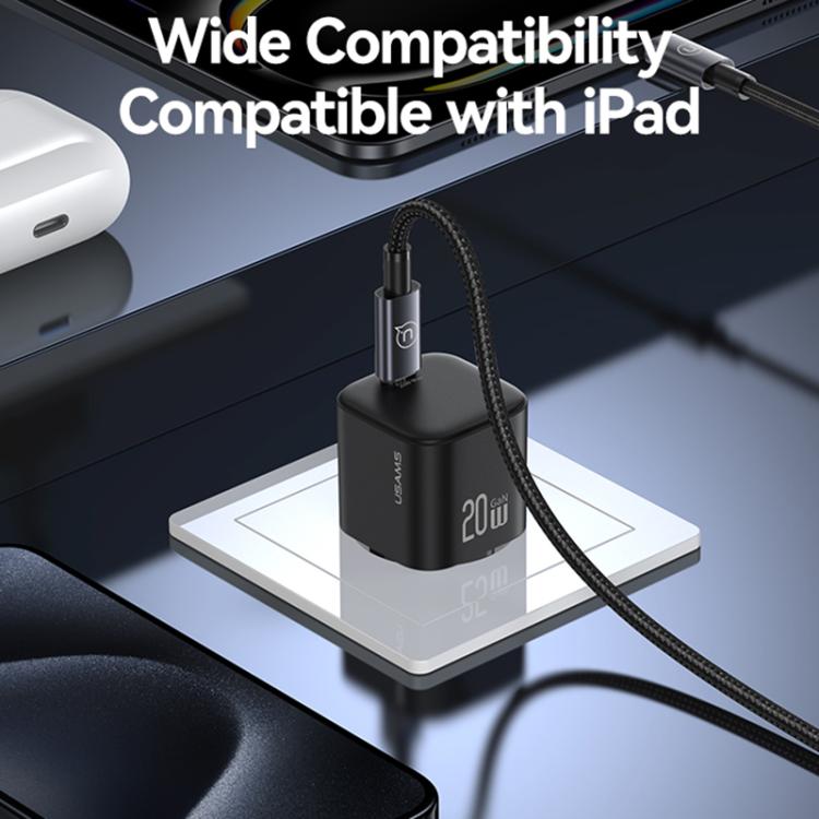 Cargador rápido mini USAMS CC260 de 20 W GaN con puerto USB-C/Tipo C, enchufe: UE (negro)