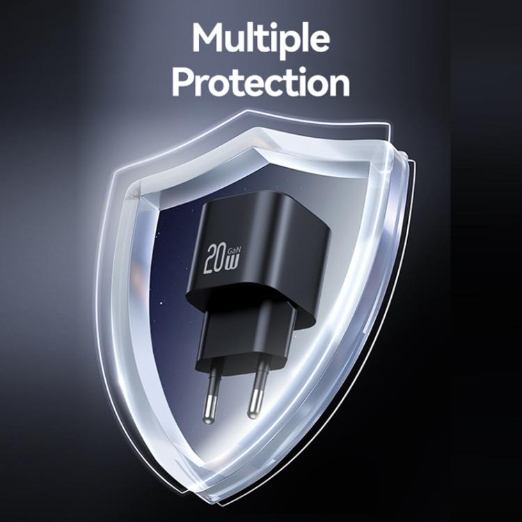 Cargador rápido mini USAMS CC260 de 20 W GaN con puerto USB-C/Tipo C, enchufe: UE (negro)